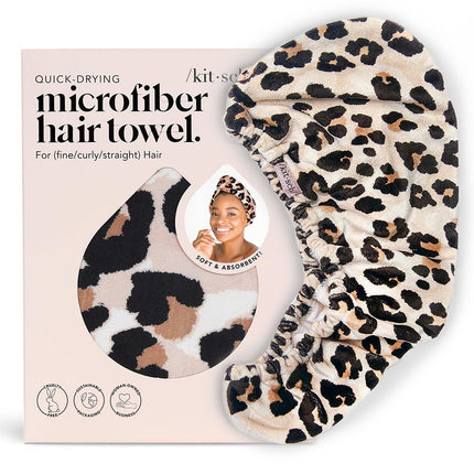 Microfiber Hair Towel Wrap for Women – Quick Dry, Anti-Frizz, Leopard