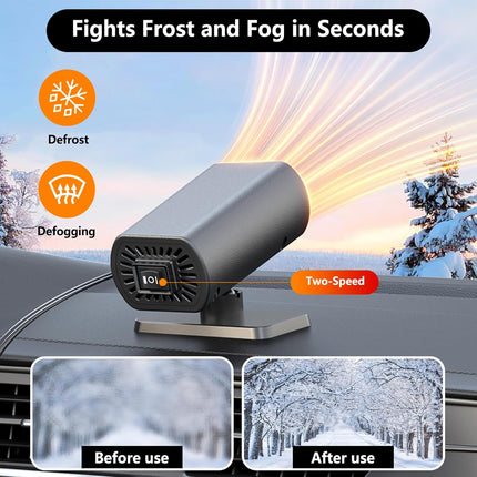 Portable Car Heater for Winter – 12V, 200W, Cigarette Lighter Plug for Defrost & Defog