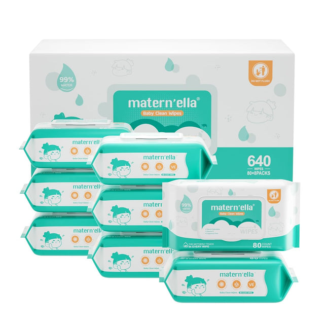 Baby Wipes for Sensitive Skin – Hypoallergenic, 8 Flip-Top Packs, 640 Count