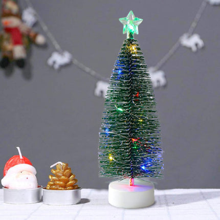 Mini Christmas Trees with LED Lights – 3 Pack Bottle Brush Tabletop Decor