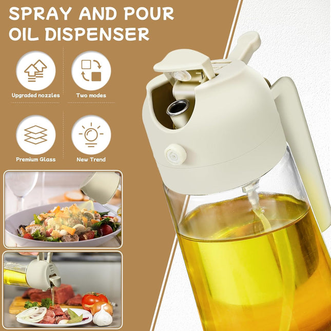 2-Pack 16oz Glass Oil Sprayer & Dispenser for Cooking Air Fryer Olive Oil