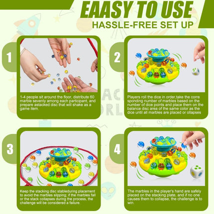 Marble Stack Balance Game with 60 Marbles Family Board Game Ages 6+