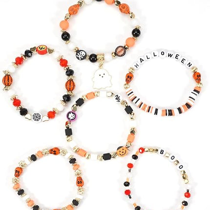 Halloween Heishi Beaded Stretch Bracelets, Stackable Halloween Jewelry for Women