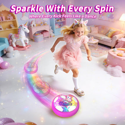 Unicorn Hover Soccer Ball – LED Air Floating Toy for Girls Ages 3–12