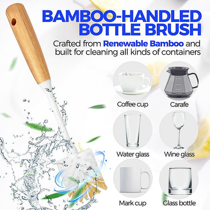 6 Pack Dish Brush Set with Bottle Brush Scrubber Long Handle Kitchen Tools