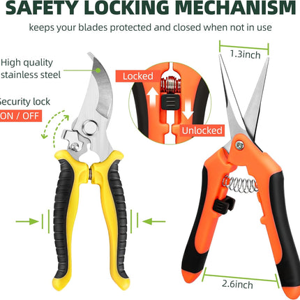 3-Pack Garden Pruning Shears – Stainless Steel Clippers & Snips for Gardening