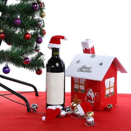 10pcs Mini Santa Hat Wine Bottle Covers – Cute Holiday Table & Christmas Home Decor