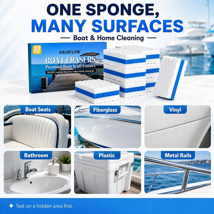 10PCS Boat Scuff Erasers, Thick Marine Cleaning Sponges for Vinyl, Decks & Fiberglass