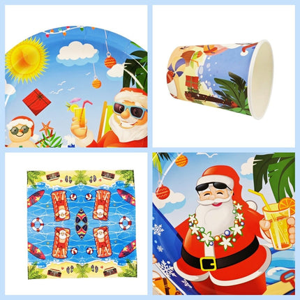 60PCS Christmas in July Tableware Set – Hawaiian Plates, Napkins & Cups for Parties