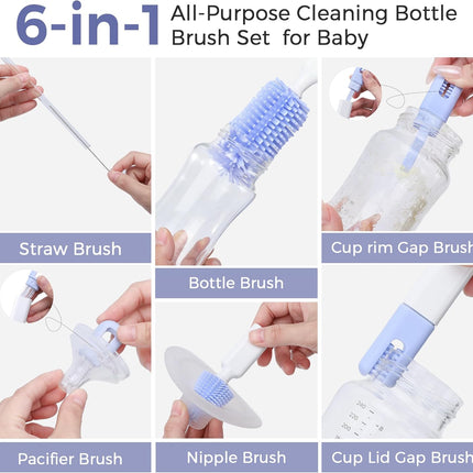 Baby Bottle Cleaning Kit – 8-in-1 Brush Set for Bottles, Nipples & Pumps
