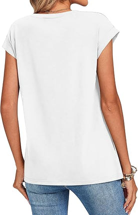 Women’s Summer Casual Cap Sleeve Tops Business Dressy Trendy Fashion Shirts