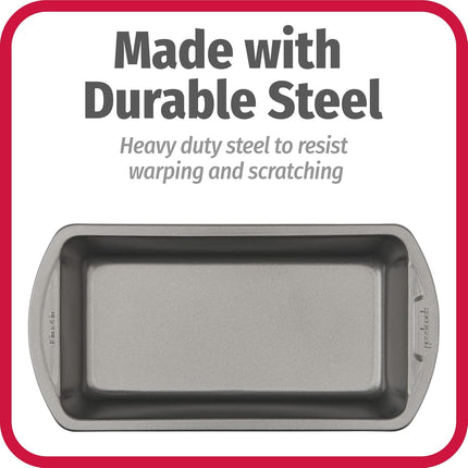 2 Pack 8x4 Nonstick Loaf Pans Heavy Duty Steel Bread Baking Bakeware Gray
