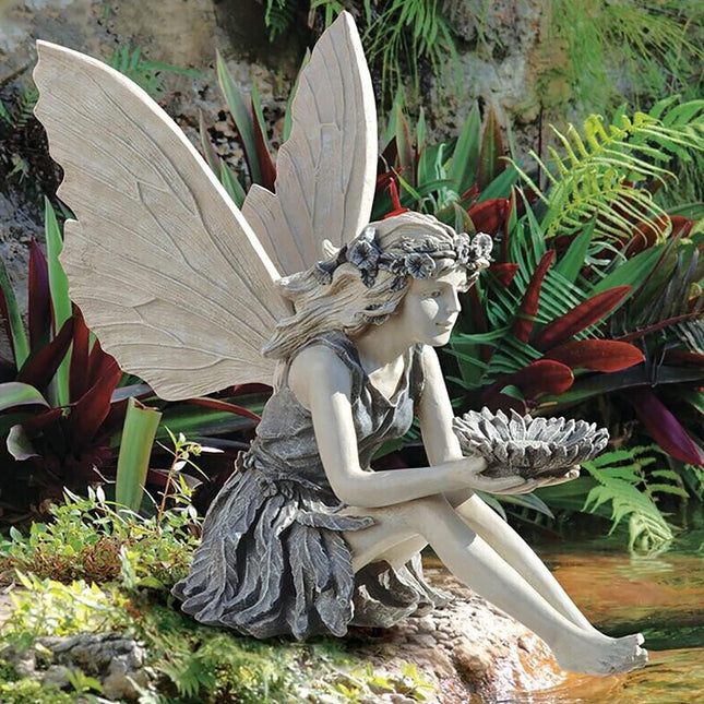 Realistic Angel Fairy Garden Statue, Antique Resin Sculpture for Indoor & Outdoor Decor