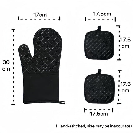 4-Piece Oven Mitts & Pan Rack Set, Heat Resistant 500°F, Silicone Grip, Black