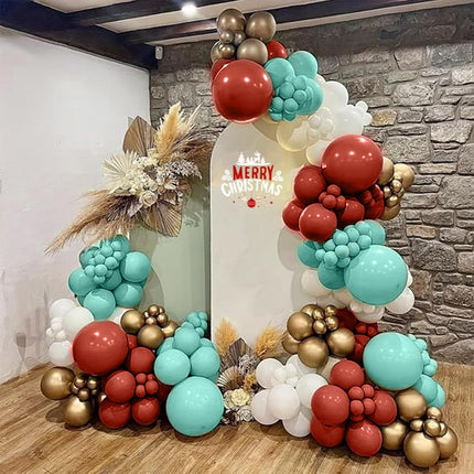 Christmas Balloon Arch Kit – 5, 12, 18In Red, Green, Gold Balloons for Party Decor