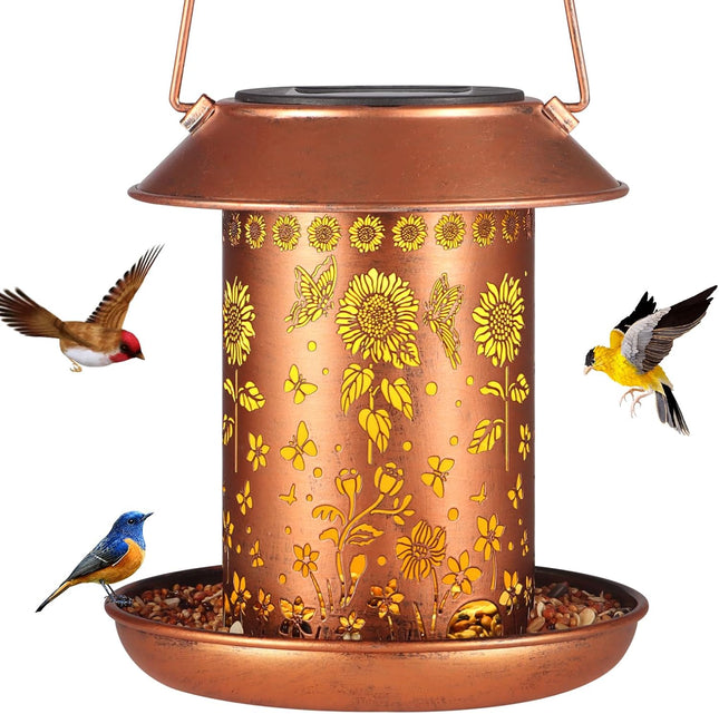Sunflower Solar Bird Feeder – Hanging, Waterproof Metal Feeder for Garden & Yard