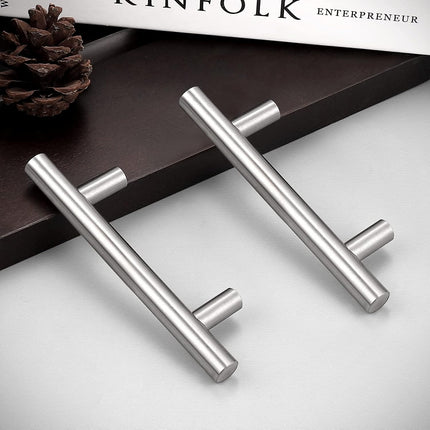 30 Pack Cabinet Handles Brushed Nickel T Bar Drawer Pulls 3 Inch Centers
