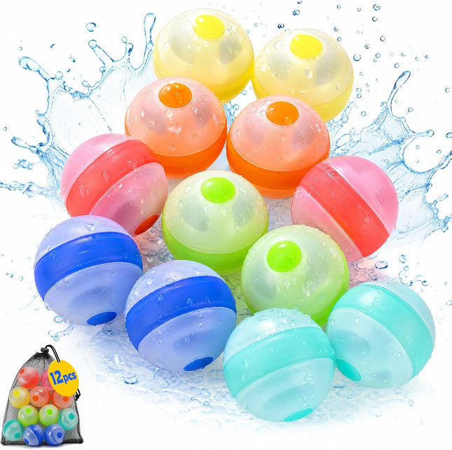12PCS Reusable Silicone Water Balloons Quick Fill Pool Beach Toys for Kids