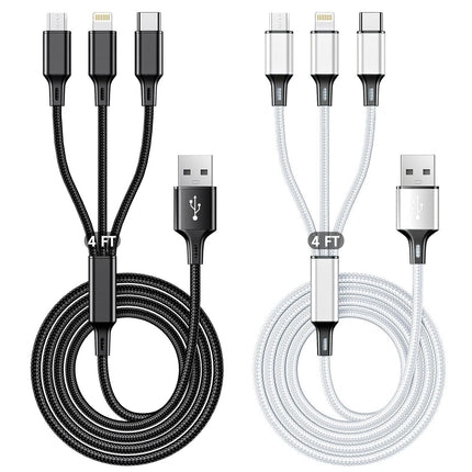 3 in 1 USB Charging Cable 3A Fast Charger Cord for iPhone Android Devices