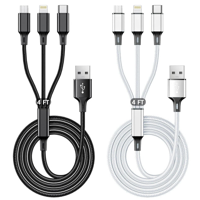 3 in 1 USB Charging Cable 3A Fast Charger Cord for iPhone Android Devices