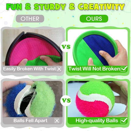 Toss Catch Ball Toy Set for Kids, Outdoor & Indoor Fun, Ages 3-12, Summer Gift