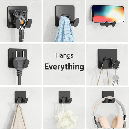 4 Pack Adhesive Shower Hooks Stainless Steel Razor Towel Holder Black