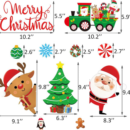 96PCS Removable Christmas Wall Decals, Santa, Snowman, Reindeer Xmas Stickers