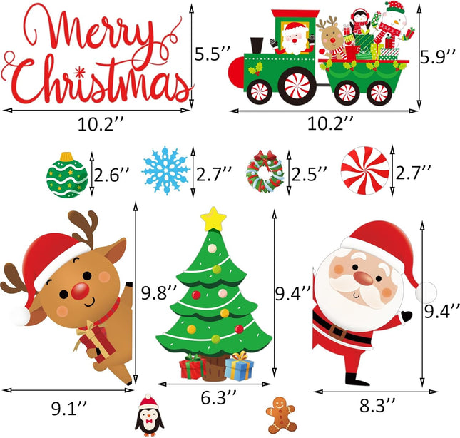 96PCS Removable Christmas Wall Decals, Santa, Snowman, Reindeer Xmas Stickers