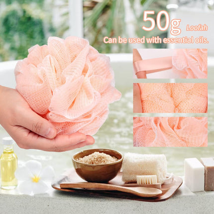 4-Pack 50G Colorful Bath Loofah Sponges, Exfoliating Mesh Pouf Body Scrubber