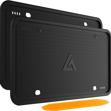 2-Pack Silicone License Plate Frames – Black, Rust-Proof, Weather & Rattle-Proof