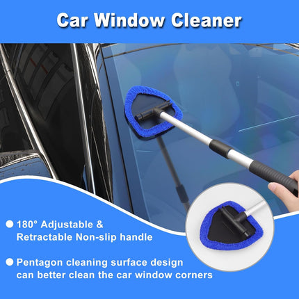 15Pcs Windshield Cleaner & Car Detailing Kit, Interior Brushes, Cleaning Gel & Tools