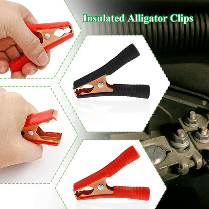 4PCS 100A Insulated Alligator Clips, Copper-Plated Battery Charging & Testing Clips