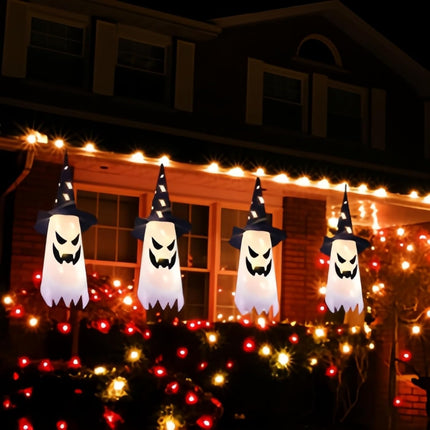 3-Piece 31.5in Halloween Hanging Ghosts, Glowing Witch Hat Decor for Yard & Party