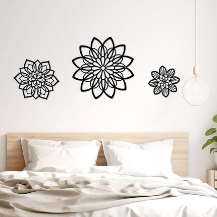 3PCS Metal Flower Wall Decor – Black Farmhouse Wall Art for Home & Office