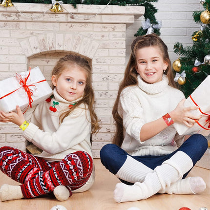 48 PCS Holiday Slap Bracelets for Kids Boys Girls Stocking Stuffers