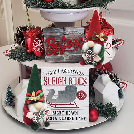 Christmas Gnomes Plush – Handmade Red Swedish Tomte with Gingerbread Decoration