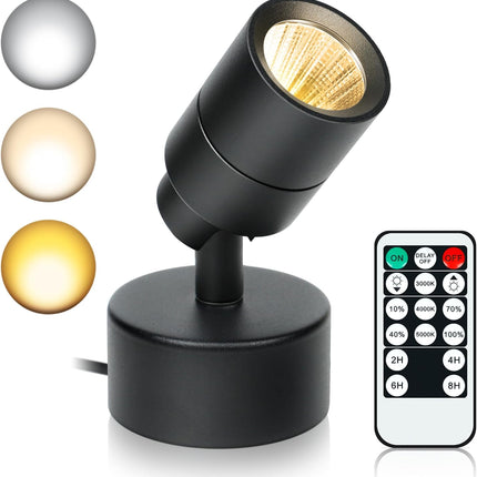 5W LED Indoor Spotlight with Remote 3CCT Dimmable Plant Uplight 6.56Ft Cord