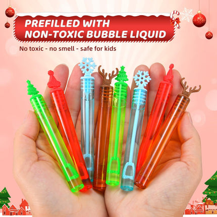 60-Pack Christmas Bubble Wands – Mini Bubble Toys for Holiday Party Favors
