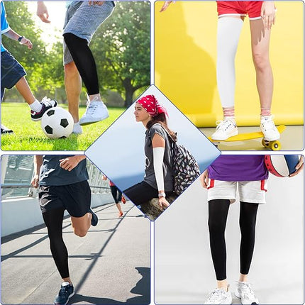 Compression Leg and Arm Sleeves 2 Pairs Each UV Protection Anti-Slip Silicone Strips