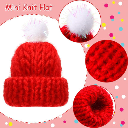 24pcs Mini Knitting Hats – Green & Red Mini Doll Hats for Christmas DIY Crafts