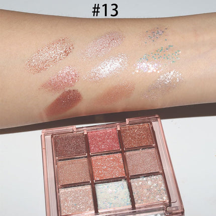 9 Color Sparkle Eyeshadow Palette Shimmer Neutral Waterproof Makeup Kit
