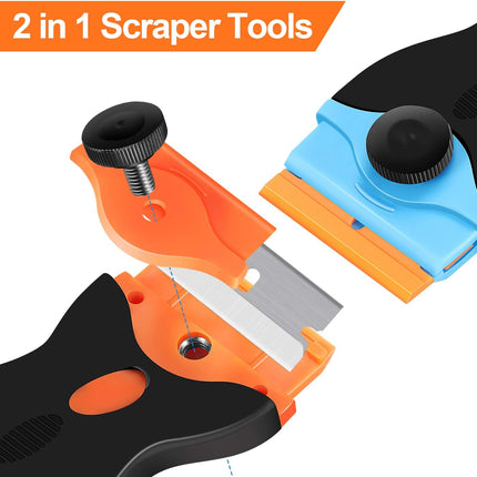 2-Pack Razor Blade Scraper – 2-in-1 Tool with Plastic & Metal Blades