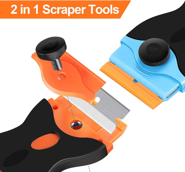 2-Pack Razor Blade Scraper – 2-in-1 Tool with Plastic & Metal Blades