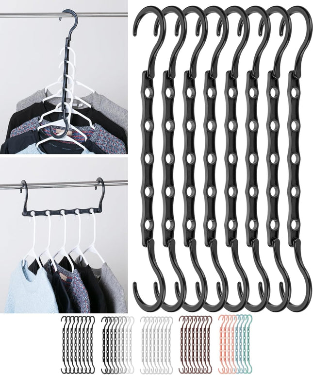 8 Pack Space Saving Hangers Magic Cascading Closet Organizer 360° Rotating