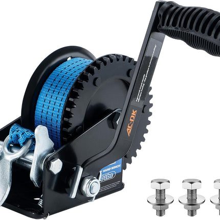 1600LBS Heavy-Duty Boat Trailer Winch with 26FT Strap, 2-Way Ratchet & 4:1 Gear