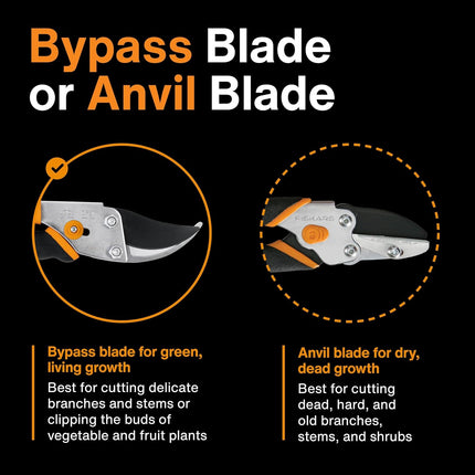 Bypass Pruning Shears – 5/8" Cut Capacity, Rust-Resistant Steel Blade