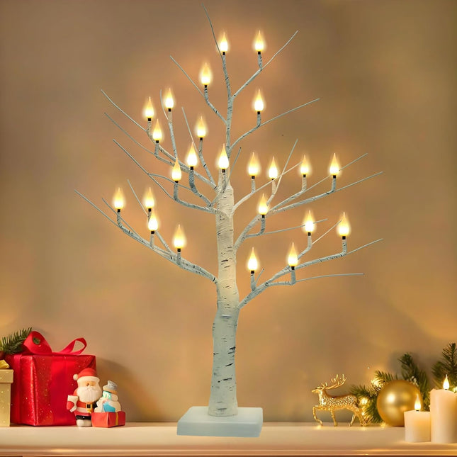 2Ft Lighted Christmas Tree with 24 LED Flameless Candles for Indoor Décor