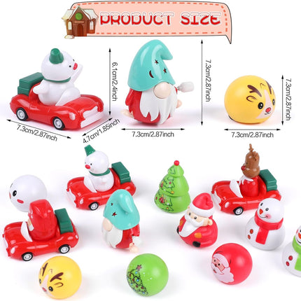 12PCS Christmas Pull Back Car Toys – Windup Holiday Party Favors for Kids