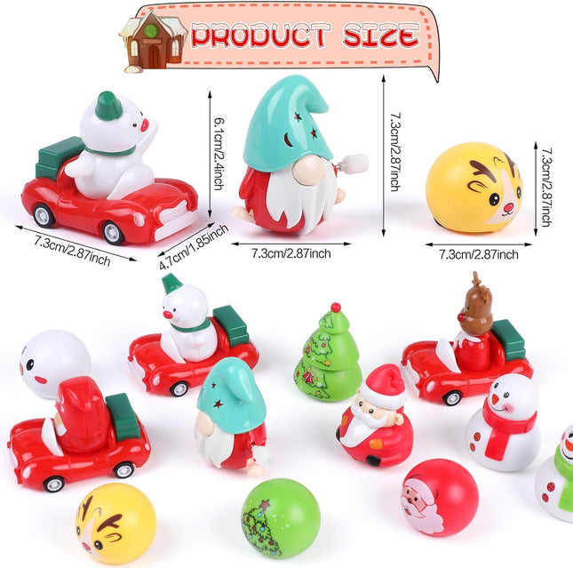 12PCS Christmas Pull Back Car Toys – Windup Holiday Party Favors for Kids