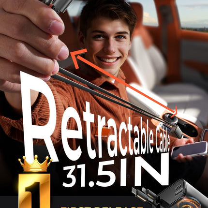 Retractable Car Charger – 69W USB C Fast Charger for iPhone & Samsung, Gifts for Him